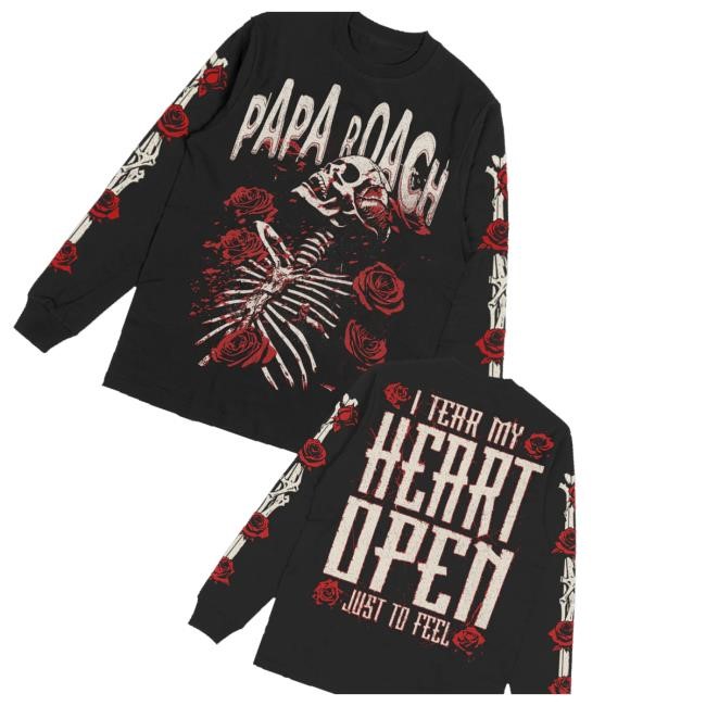 Papa Roach Merch Skeleton & Roses T-Shirt  Hoodie  Tank Top  Sweater And Long Sleeve T-Shirt - Best Tee Store