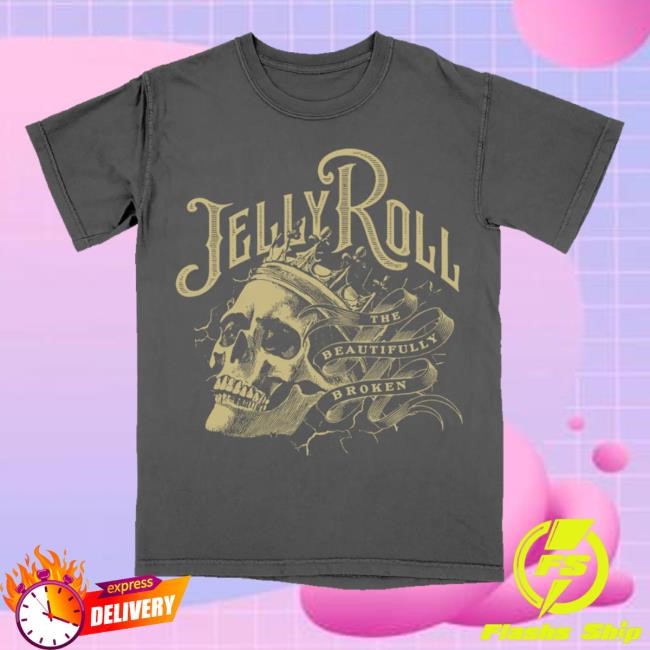 Official Jelly Roll Beautifully Broken Skull King T Shirts - Best Tee Store