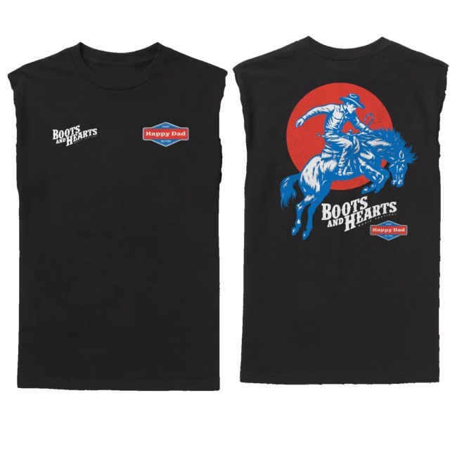 Happy Dad Merch Happy Dad X Boots & Hearts Rider Cut Off Funny Shirt - Best Tee Store