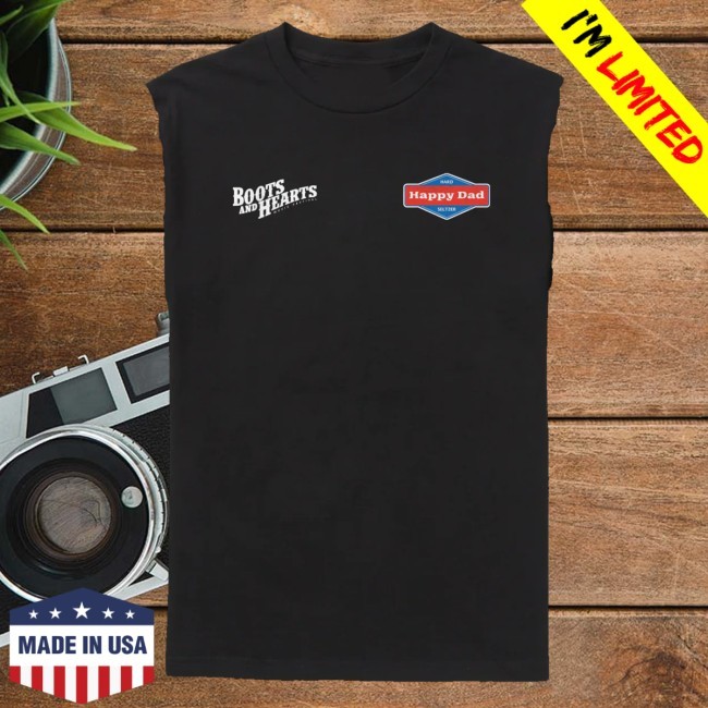 Happy Dad Merch Happy Dad X Boots & Hearts Rider Cut Off Funny Shirt - Best Tee Store